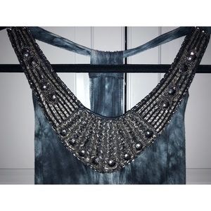 Dark Navy Tie Dye Embellished Top